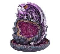 Crystalline Protector Purple Dragon Geode Backflow Incense Burner NUOVO