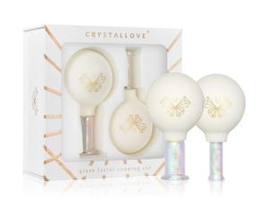 Crystallove Glass Facial Cupping Set set di strumenti per il massaggio per viso, collo e décolleté 2 pz