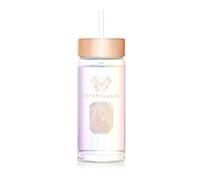 Crystallove Straw Water Hologram Rose Quartz 400 ml - Bottiglia riutilizzabile