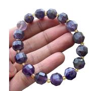 crystalmiracle Ametista sfaccettata 10 mm perline stretch stringa guarigione moda accessorio uomo donna regalo energia positiva