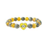 crystalmiracle Citrino 10 mm & Golden Pirite 8 Mm Bead Stretch String Fashion Accessorio Regalo Uomo Donna