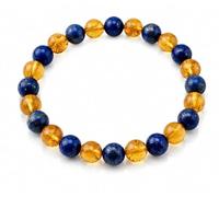 crystalmiracle Citrino e lapislazzuli 8 mm elastico stringa accessorio moda uomo donna cristallo regalo fatto a mano