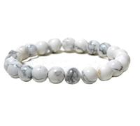 CRYSTALMIRACLE Howlite, braccialetto rotondo con perline da 8 mm, per la meditazione accessorio benessere artigianale di cristallo guarigione