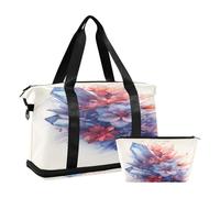 Crystals and Flowers - Borsone da viaggio, impermeabile, per palestra, sport, weekend, con scomparto, Cristalli e Fiori, Taglia unica, Borsone da viaggio