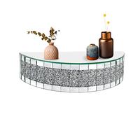 Crystals Crush Diamond - Mensola sospesa a specchio in vetro a mezza luna, elegante decorazione per camera da letto, bagno, soggiorno, 38 x 15 x 8 cm