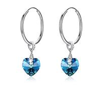 Crystals from Elements Orecchini a Cerchio di Cristallo a Forma di Cuore in Argento Sterling S925 Orecchini Love Hope
