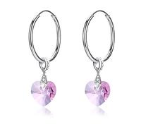 Crystals from Elements S925 Orecchini a Cerchio di a Forma di Cuore Orecchini Love Hope