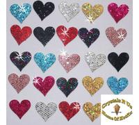 CrystalsRus 48 cuori di paillette da 20 mm, da applicare con ferro da stiro mix colors
