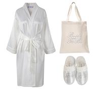 CrystalsRus Avorio Varsany strass La futura Sposa di raso Accappatoio + Spa Slipper + Tote Bag di nozze personalizzata insieme giorno regalo Addio al nubilato (3)