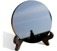 CRYSTALSTILE Specchio in ossidiana nera, 10 cm, supporto in legno, alta qualità per meditazione, stregoneria, divinazione e pratiche spirituali