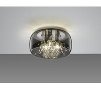 CRYSTEL PLAFONIERA METALLO CROMATO VETRO FUME' CROMATO CON DECORI EFFETTO CRISTALLO D. 34CM 3 LUCI ATTACCO E14