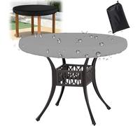 Crysterris Impermeabile Copritavolo Rotondo Giardino,Resistent Copertura Tavolo da Rotondo per Esterno, 210D Oxford Telo di Protettiva per Mobili da Rotonda per Tessuto (Size:153 * 10cm,Color:Grigio)