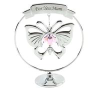 Crystocraft - Regalo per ricorrenza, soprammobile per la mamma, farfalla rosa con cristalli Swarovski Elements