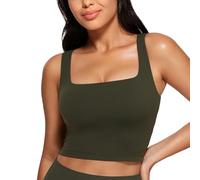 CRZ YOGA Butterluxe Donne Piazza Collo Palangaro Reggiseno Sportivo - Yoga Imbottito Ritaglia Cisterna Cime Verde Oliva 38