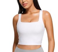 CRZ YOGA Butterluxe Donne Piazza Collo Palangaro Reggiseno Sportivo - Yoga Imbottito Ritaglia Cisterna Cime Bianco 48