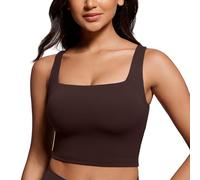 CRZ YOGA Butterluxe Donne Piazza Collo Palangaro Reggiseno Sportivo - Yoga Imbottito Ritaglia Cisterna Cime Marrone Caramello Caldo 42