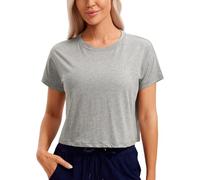 CRZ YOGA Camicie a Maniche Corte da Allenamento in Cotone Pima da Donna Magliette Larghe da Palestra Heather Grigio Medio 40
