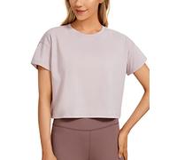 CRZ YOGA Camicie a Maniche Corte da Allenamento in Cotone Pima da Donna Magliette Larghe da Palestra Arrossire fumoso 40