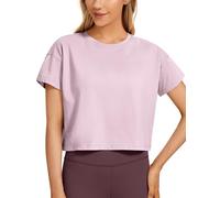 CRZ YOGA Camicie a Maniche Corte da Allenamento in Cotone Pima da Donna Magliette Larghe da Palestra Peonia Rosa 44