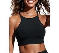 CRZ YOGA Costume da Bagno Imbottito con Collo Alto da Donna con Scollo all'Americana Nero 44