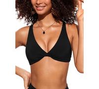 CRZ YOGA da Donna Collo a V Reggiseni Bikini Torsione Frontale Vestito da Bagno Incrociato sul Retro Imbottita Nero 42
