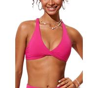 CRZ YOGA da Donna Collo a V Reggiseni Bikini Torsione Frontale Vestito da Bagno Incrociato sul Retro Imbottita Granita Rosa 44