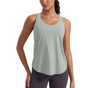 CRZ YOGA Da Donna Cotone Pima Y-Indietro Allenamento Canotte Leggera Sciolta Senza Maniche Atletica Palestra Camicie Jade Grey 48