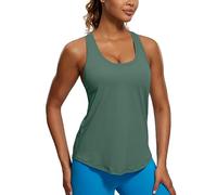 CRZ YOGA Da Donna Cotone Pima Y-Indietro Allenamento Canotte Leggera Sciolta Senza Maniche Atletica Palestra Camicie Verde Grafite 40