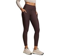 CRZ YOGA Donna Alto Vita Leggings Termico Fitness Elastici Pantaloni Inverno con Tasca - 63cm Marrone Caramello Caldo 44