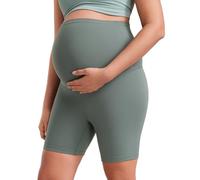 CRZ YOGA Donna Butterluxe maternità Yoga Pantaloncini Allenamento Corsa Atletico sopra la Pancia -15cm Saggio Grigio 42