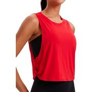CRZ YOGA Donna Cotone Sportivo Crop Canotta Tank Top Shirt Senza Maniche Fitness Palestra Festival Rosso 38