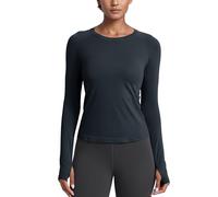 CRZ YOGA Donna Senza Giunte A Costine Allenamento Camicie a Maniche Lunghe Asciugatura Rapida True Navy 46