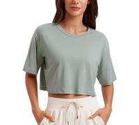CRZ YOGA Donna Sportiva Girocollo Crop Maglietta t Shirt Yoga Fitness Maglietta Jade Grey 42