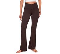 CRZ YOGA Donne Butterluxe V-Cross Vita Alta Gamba Larga Yoga Crossover Flare Leggings - 74cm Marrone Caramello Caldo 44