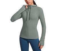 CRZ YOGA Giacca da allenamento da donna con zip e cappuccio Saggio grigio 40