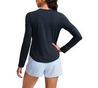 CRZ YOGA Lunga Allenamento Camicie per Donne UPF 50+ Corsa Camicia Collo Alto Atletico Formazione Cime True Navy 46