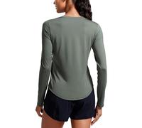 CRZ YOGA Lunga Allenamento Camicie per Donne UPF 50+ Corsa Camicia Collo Alto Atletico Formazione Cime Saggio Grigio 40