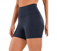 CRZ YOGA Naked Feeling Donne Sensazione di Nudo Yoga Pantaloncini - 10cm A Vita Alta Allenarsi Biker Pantaloncini Blu Navy 46