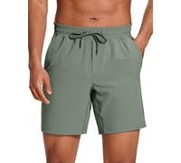 CRZ YOGA Pantaloncini da Allenamento da Uomo ad Asciugatura Rapida da Corsa con Tasche - 18 cm Saggio Grigio L