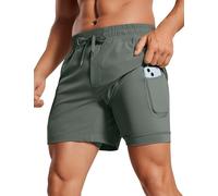 CRZ YOGA Pantaloncini Running Uomo con Fodera - 13 cm Saggio Grigio S
