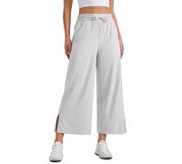 CRZ YOGA Pantaloni Capri Leggeri a Gamba Larga per Le Donne A Vita Alta Sciolto Grigio Platino 48