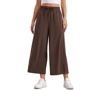 CRZ YOGA Pantaloni Capri Leggeri a Gamba Larga per Le Donne A Vita Alta Sciolto Marrone Caramello Caldo 42