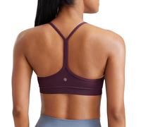 CRZ YOGA Reggiseno Sportivo Imbottito a Strappy da Donna a Basso Impatto per Le Donne Y Racer Back Spaghetti Straps Yoga Bra Viola Profondo XL