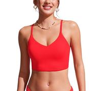CRZ YOGA Top Bikini da Donna Costume da Bagno Atletico con Cinturino Sottile Regolabile Rosso Profondo 44