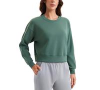 CRZ YOGA Womens Crewneck Felpa Manica Lunga Workout Casual Pullover Tops Basic Fall Sweatshirts Verde Foresta Scura 44