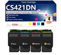 CS421DN Cartuccia Toner Compatibile per Lexmark CS421dn CS521dn CS622de CX421adn CX522ade CX622de CX625adhe CX625ade Stampanti, Alta Resa 8500 Pagine, Stampa ad alta Definizione,BCMY-1 pack