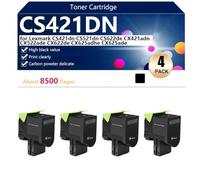 CS421DN Cartuccia Toner di Ricambio Compatibile per Lexmark CS421dn CS521dn CS622de CX421adn CX522ade CX622de CX625adhe CX625ade Stampanti, Alta Resa 8500 Pagine, Facile da Installare,Black-4 pack