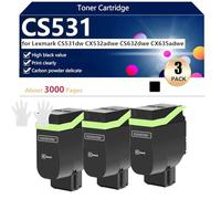 CS531 Cartuccia Toner Compatibile per Lexmark CS531dw CX532adwe CS632dwe CX635adwe Stampanti, Alta Resa 3000 Pagine, Stampa Nitida,Black-3 pack