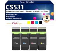 CS531 Cartuccia Toner Compatibile per Lexmark CS531dw CX532adwe CS632dwe CX635adwe Stampanti, Alta Resa 3000 Pagine, Stampa Nitida,BCMY-1 pack