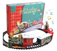 Csafyrt 14 Pezzi Set di Treni elettrici per Bambini Light & Sounds Simulato Christmas Train con 4 carrozze Set di Natale Classici con